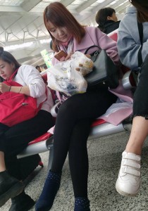 浅色外套黑丝蓝色裸靴[937M]