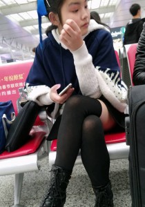 蓝色外套拼接丝袜[644M]