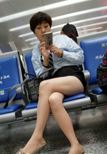 黑色短裙肉丝米色皮鞋[870M]