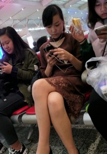 褐色连衣裙肉丝黑高跟[509M]