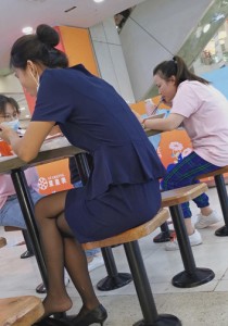 166超市食堂制服销售黑丝高跟就餐挑鞋2分36秒