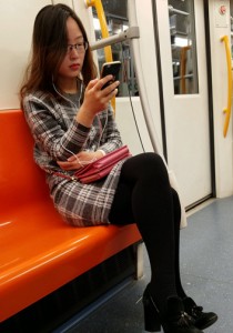 格子连衣裙黑丝黑高[882M]