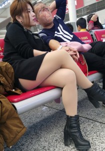 黑色连衣短裙肉丝黑裸靴[885M]