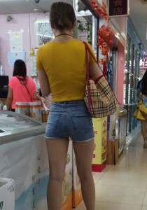 【熬夜猫】上身桔黄超紧短牛[169M]